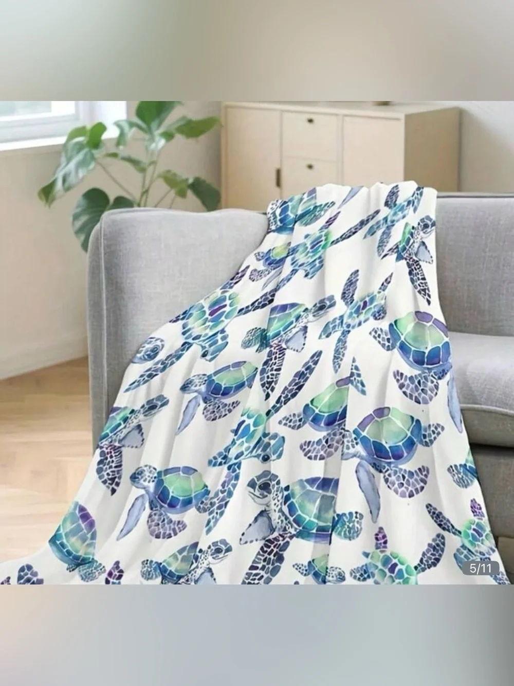 Soft Plush Sea Turtle Throw Blanket